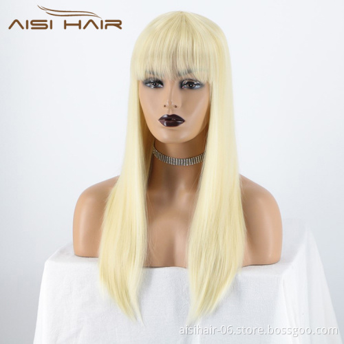 Silky Straight Wave Blonde Good Quality Long Wig Heat Resistant Synthetic Natural Wave Hair Wigs For Black White Women
